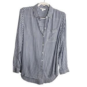 Beach Lunch Lounge Blue & White Striped Shirt Blouse S/P